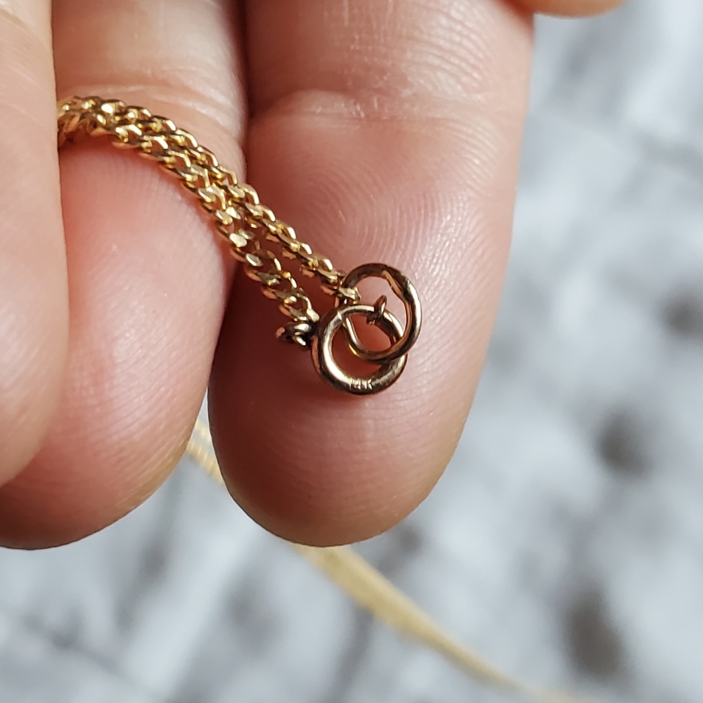 14k solid yellow gold curb chain necklace - Picture 2 of 5